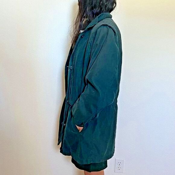 vtg retro 90s London Fog Parka Jacket green chore coat Anorak Large‎ drawstring - Picture 9 of 14